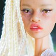 Tamikan Space Gal Kioni with Curious face, Stanced torso, Mediterranean skin tone